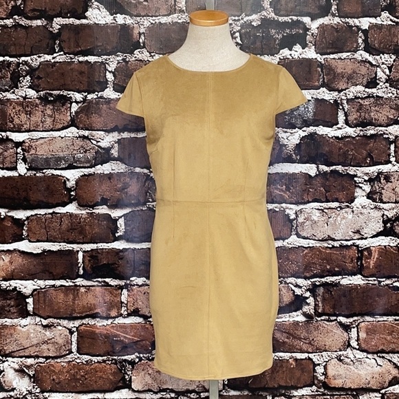 Kensie Dress Microsuede Sheath Tan Khaki Medium - Picture 1 of 15
